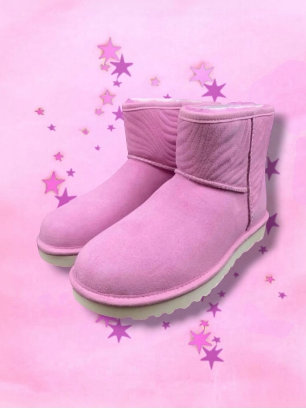 🆕💕UGG Mini Wavy Suede & Wool Boots • 5” Shaft • Wildflower • 38 EU / 7 US • NWOB